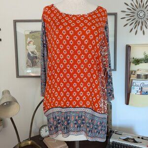 Lucky Brand 3/4 Sleeve Top Blouse with Split Tail Detail Size 1x